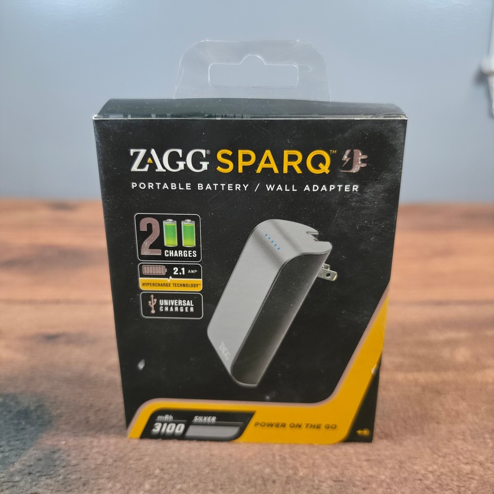 ZAGG SPARQ 3100 Portable Battery Wall Adapter Silver 3100mAh 2.1A Fast Charge